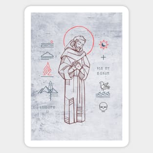 Saint Francis of Asis and christian symbols illustration Sticker